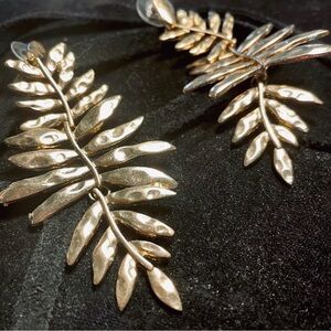 Nicole Miller Metallic Gold Leaf Dangle Earrings